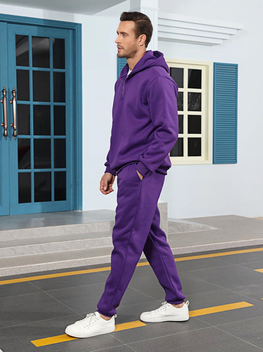 Men’s Quarter Zip Hoodie and Jogger Sweatpants Set