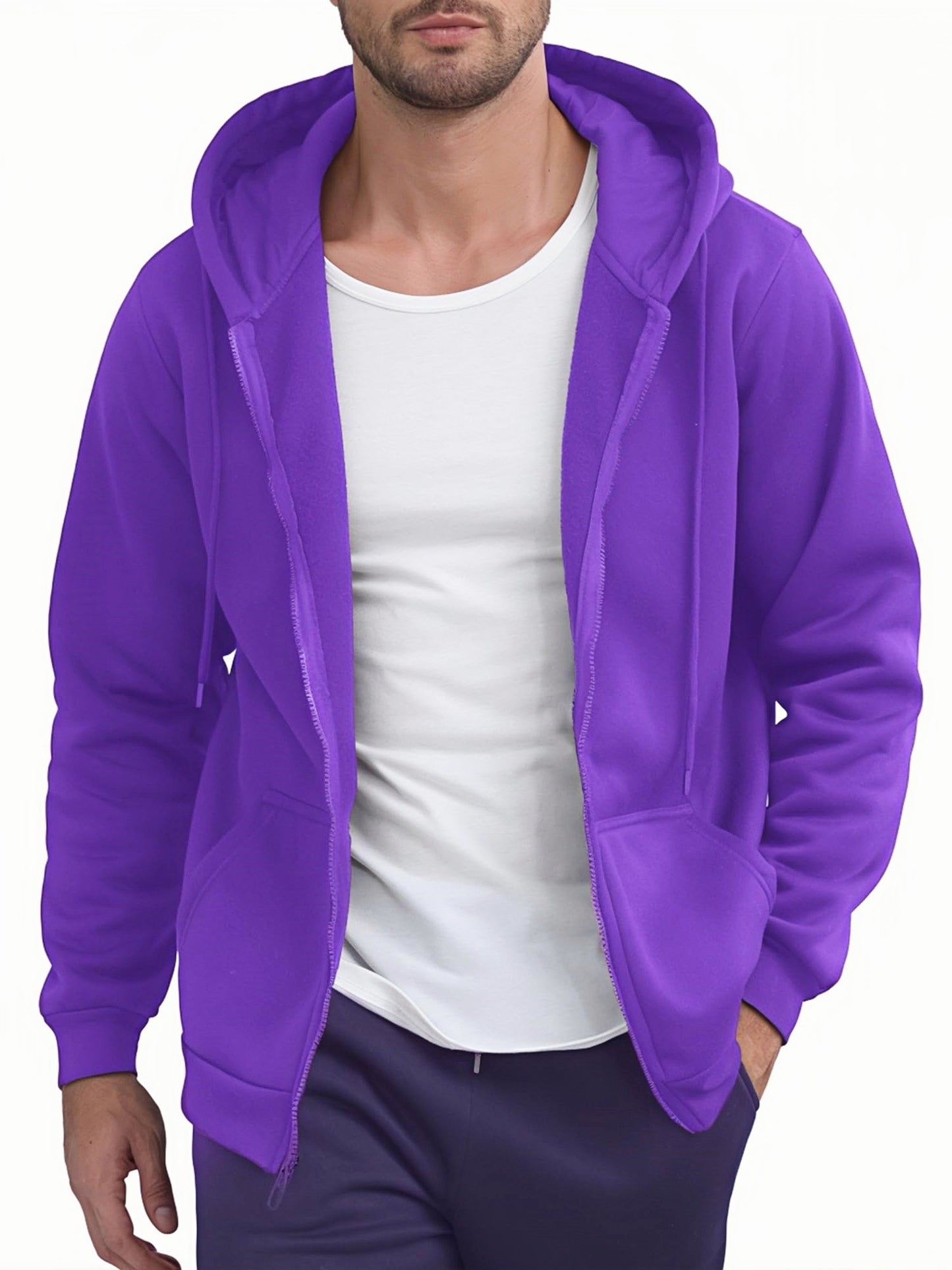 Men's Purple Full Zip Fleece Hoodie