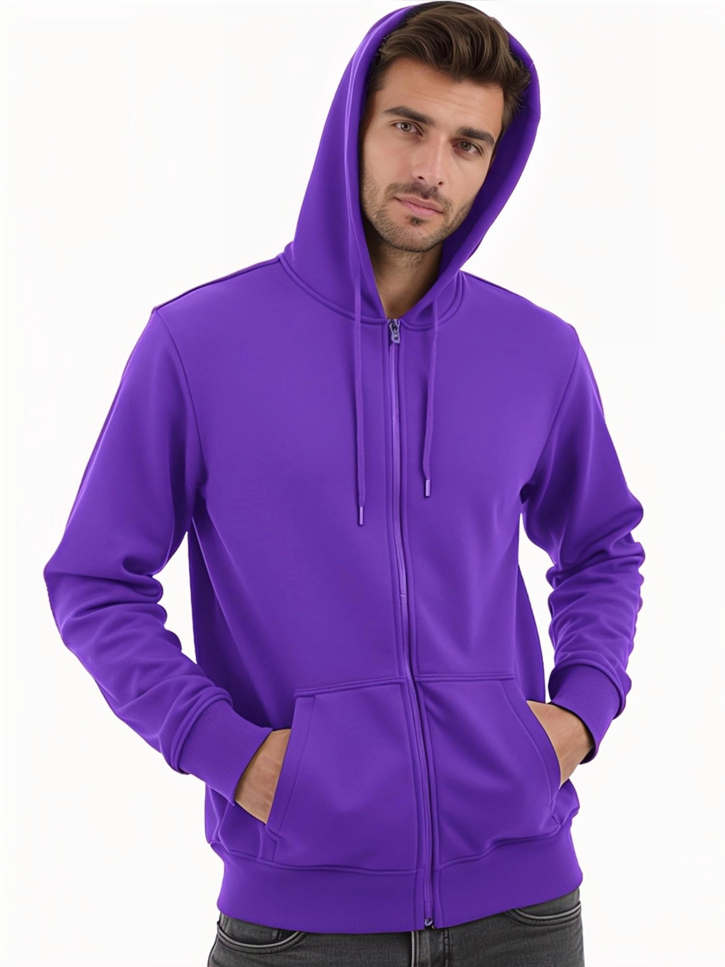 Men's Purple Full Zip Fleece Hoodie
