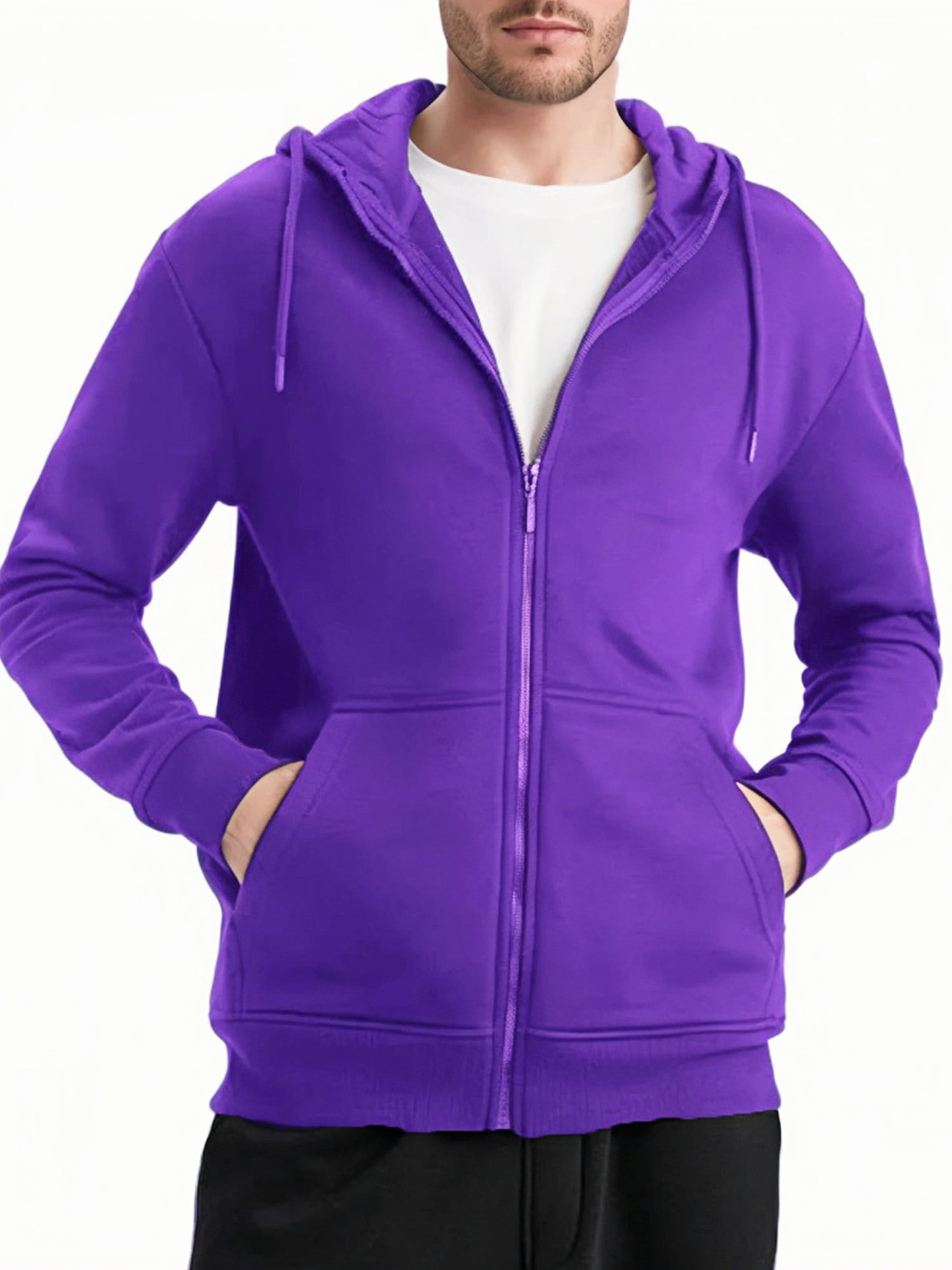 Men's Purple Full Zip Fleece Hoodie