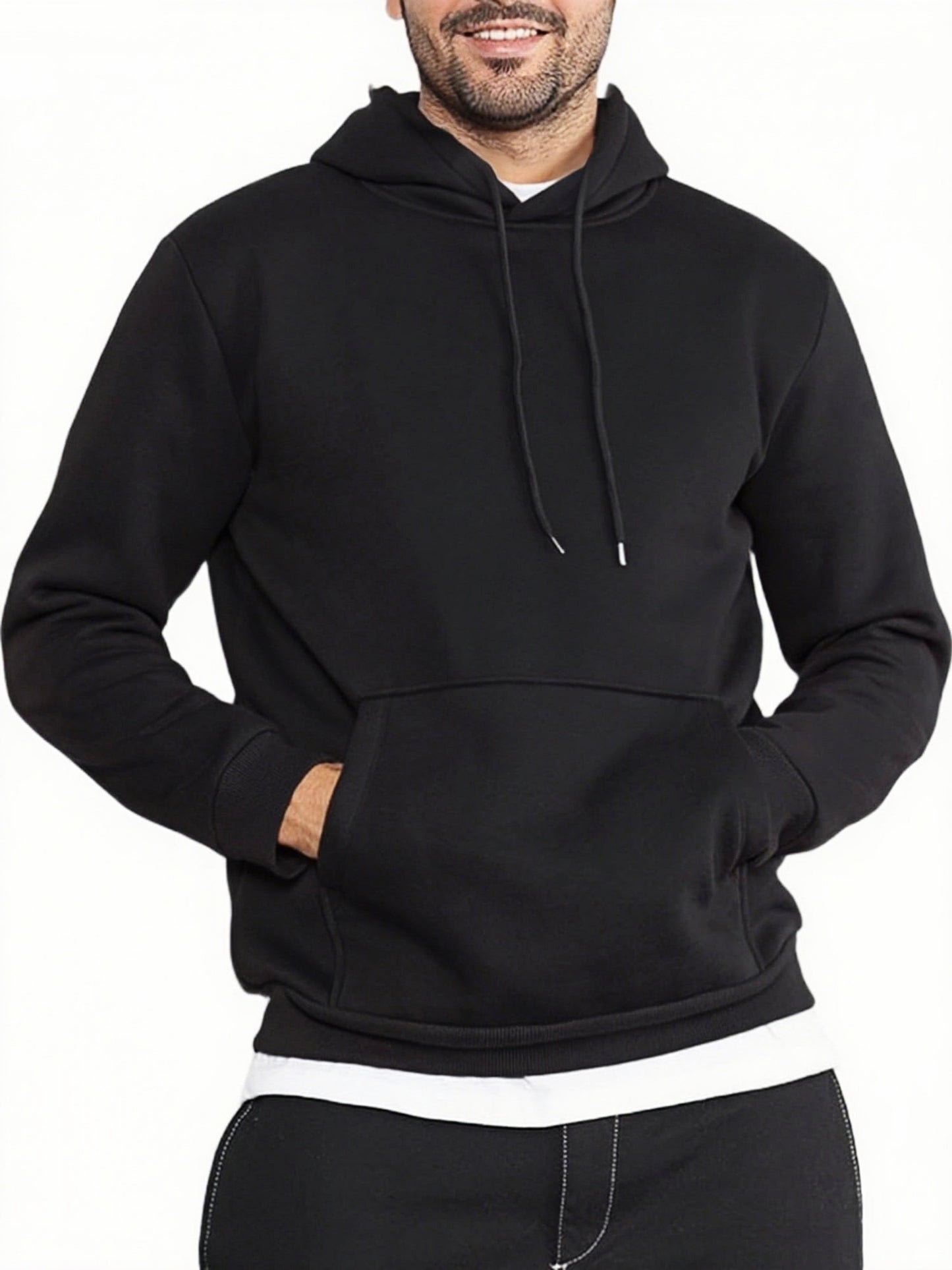 Men's Black Fleece Pullover Hoodies