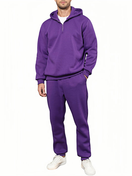 Men’s Quarter Zip Hoodie and Jogger Sweatpants Set