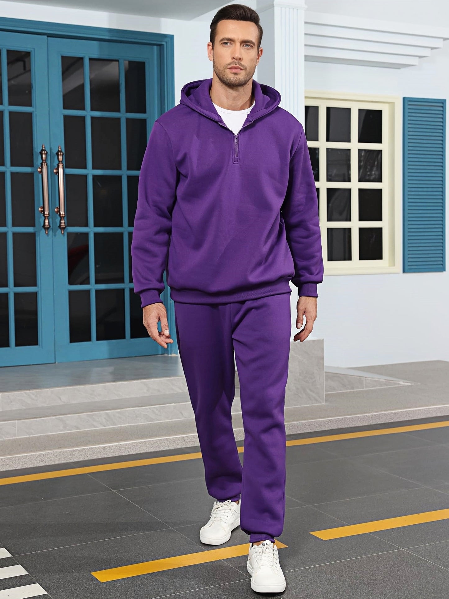 Men’s Quarter Zip Hoodie and Jogger Sweatpants Set