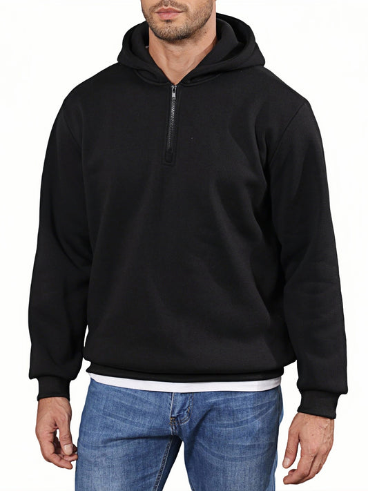 Men’s Black Quarter Zip Fleece Hoodie